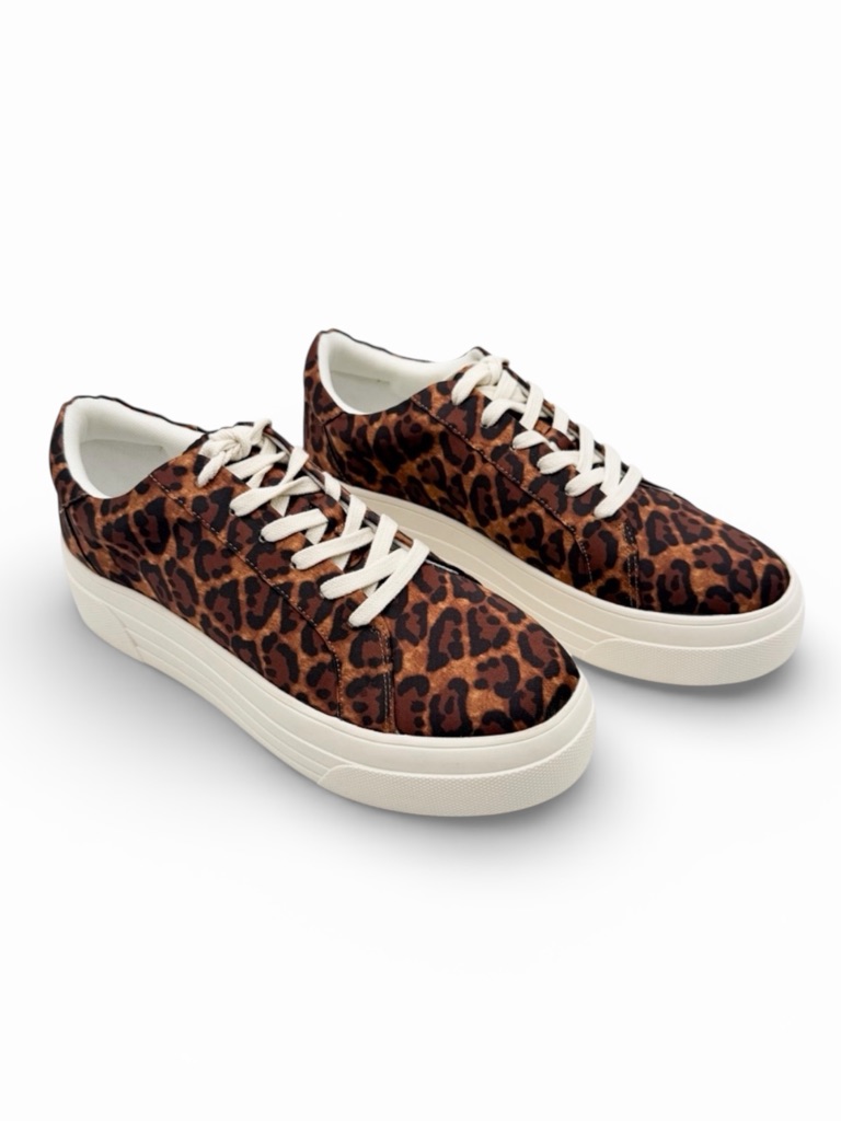 Jessica Simpson Caitrona2 Platform Lace-Up Sneakers Leopard Print Casual 8.5 New